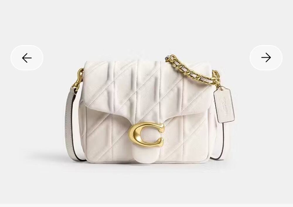 NEW Coach Times Square Tabby Shoulder Bag 26 With Quilting Brass/ Chalk